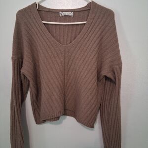 Pink Rose Brown Knit Sweater